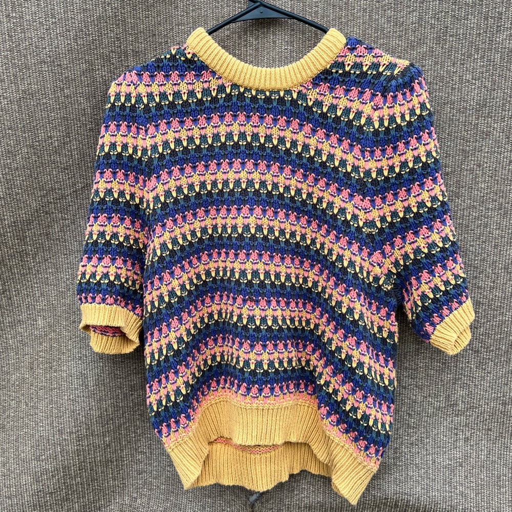 Vintage Universal Thread Yellow Pink Striped Knit… - image 1